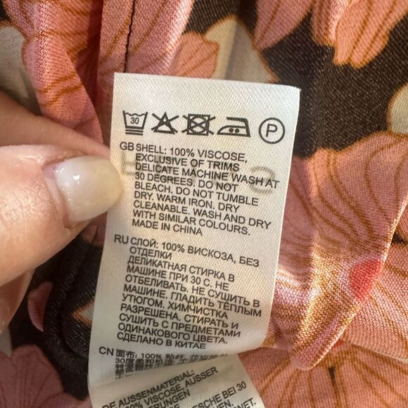 REISS Kolbie Floral Printed Slip Skirt in Coral Size Women's 10 - Picture 8 of 8